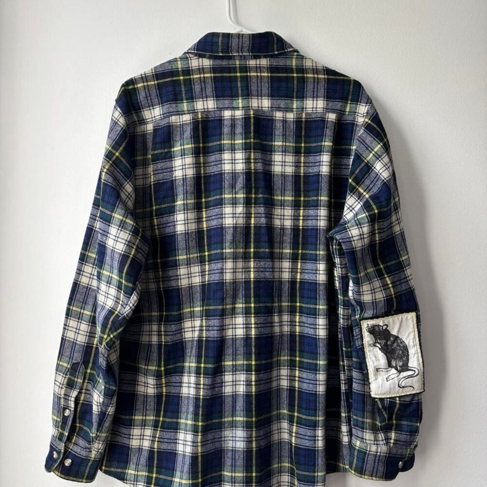 Upcycled Bill Martin Wool Flannel Shirt w rat patch